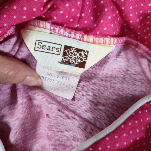 Vintage 70s pink and white swiss dot sears the fashion place - Picture 5 of 6
